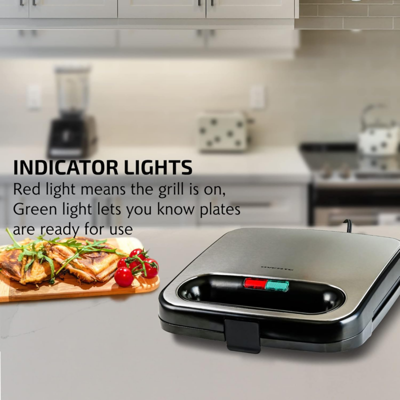 Electric Sandwich Maker with Non-Stick Plates and Cool Touch Handle