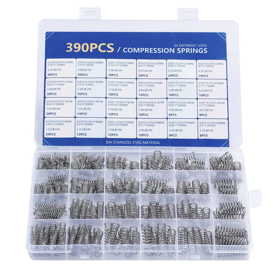 Stainless Steel Compression Springs Assortment Kit, 390 Pcs, 24 Sizes