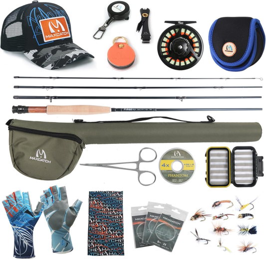 Amigo Fly Fishing Rod and Reel Combo 9FT 4-Piece 5/6 Weight.