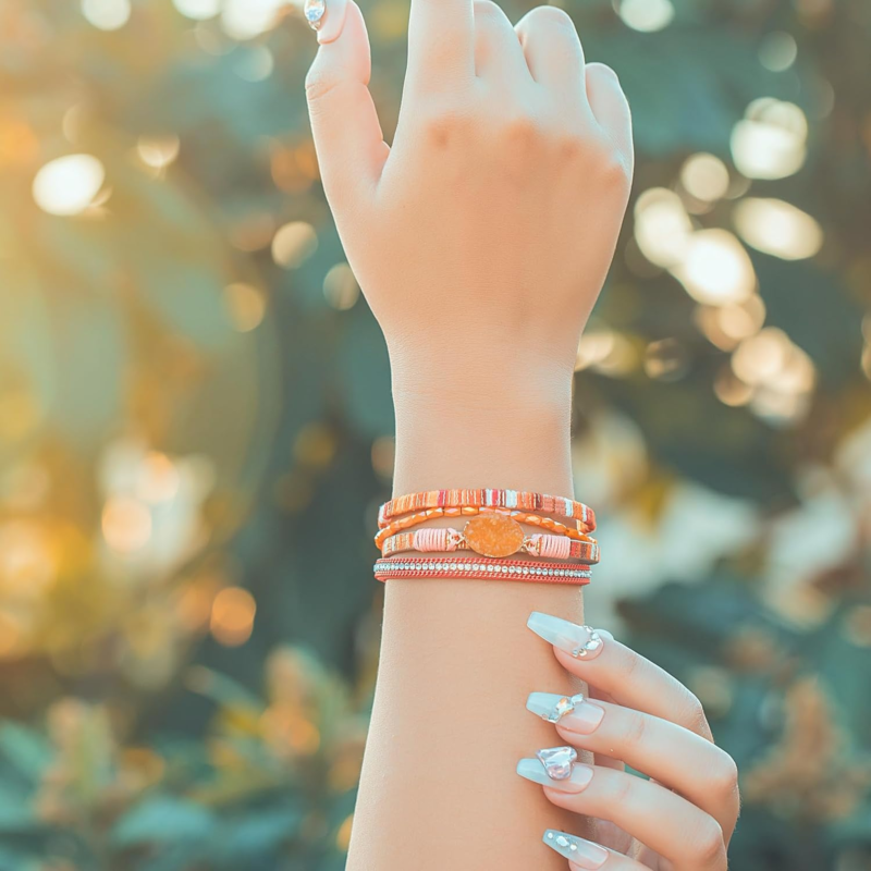 Boho Leather Wrap Bracelets with Crystal and Magnetic Clasp