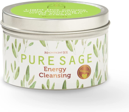 Long Lasting Pure White Sage Candle - 6 Oz - 35 Hour Burn Time | Organic, All Na
