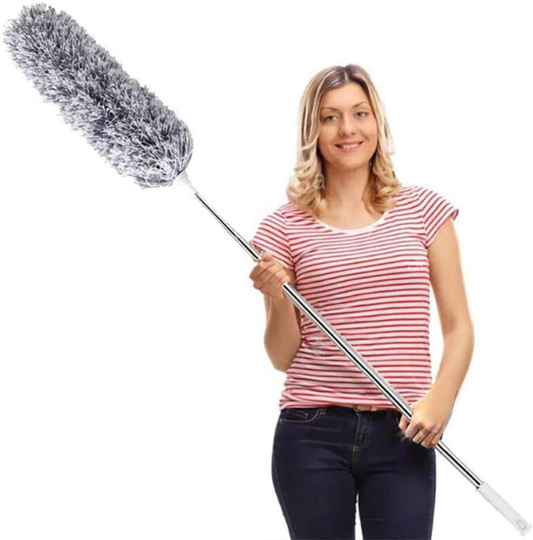 DELUX Microfiber Feather Duster Extendable Cobweb Duster with 100 inches Extra L
