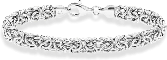 925 Sterling Silver Handmade Byzantine Bracelet for Women, Italy Length 6.5 Inch