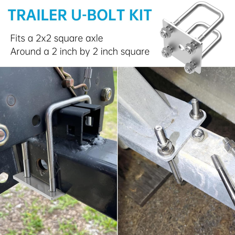 Heavy Duty Square U-Bolt Kit for Boat Trailer Axle Leaf Springs