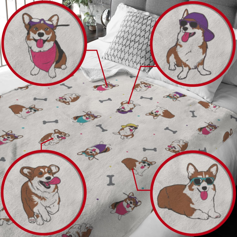 Corgi Sherpa Throw Blanket - Ideal Gift for Corgi Enthusiasts