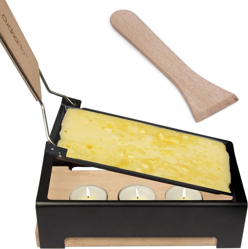 Foldable Handle Raclette Cheese Melter with Spatula and Tea Lights