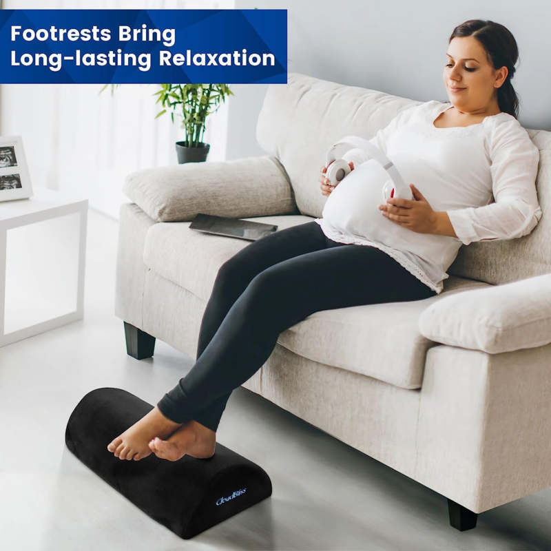 Ergonomic Foot Rest with Soft Foam and Washable Cover for Office and Home