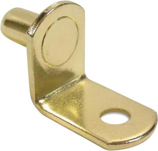 Brass L-Shaped Shelf Support Pins with Hole, 1/4" (50 Pack)