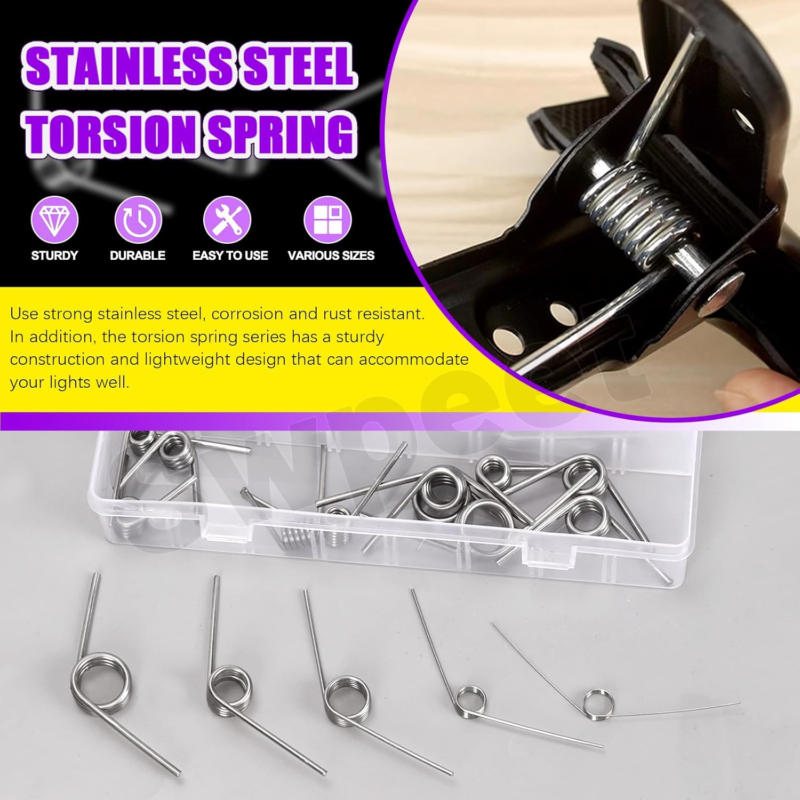 45-Piece Stainless Steel Torsion Springs Assortment Kit for DIY Projects