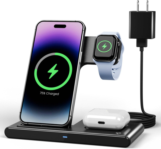 3-in-1 Wireless Charging Station for iPhone, Apple Watch, and AirPods