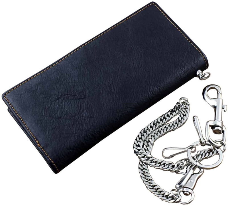 Real Leather Mens Biker Card/Money Long Wallet Purse W/Jeans Key Chain