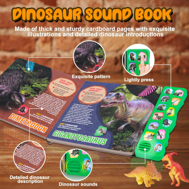 Dinosaur Sound Book & 12-Piece Dino Toy Set – Interactive Educational Gift