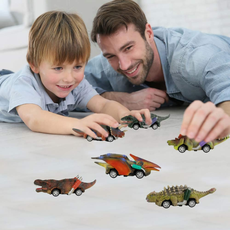 6-Pack Dinosaur Pull-Back Cars – Fun Dino Toy Set for Kids Ages 3+