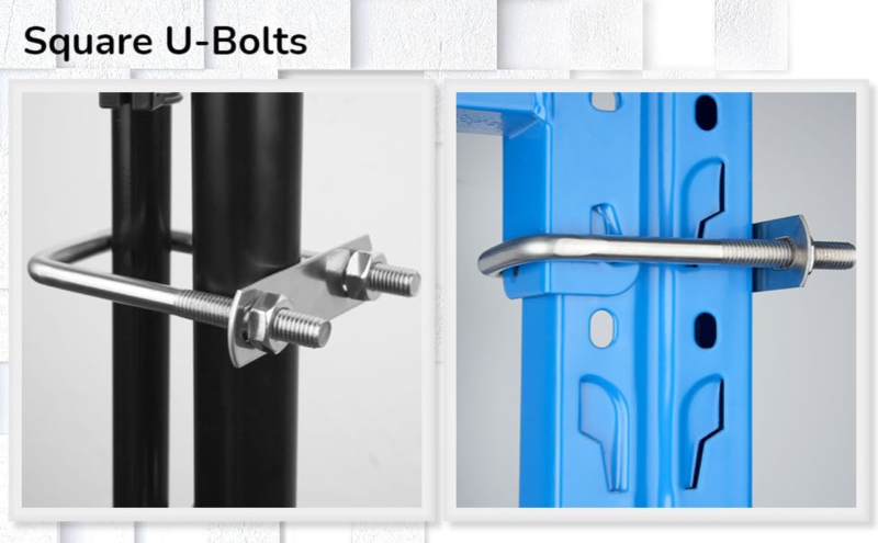 Stainless Steel Square U-Bolt with Nuts & Plate for Trailer, 2” W X 4.3” L