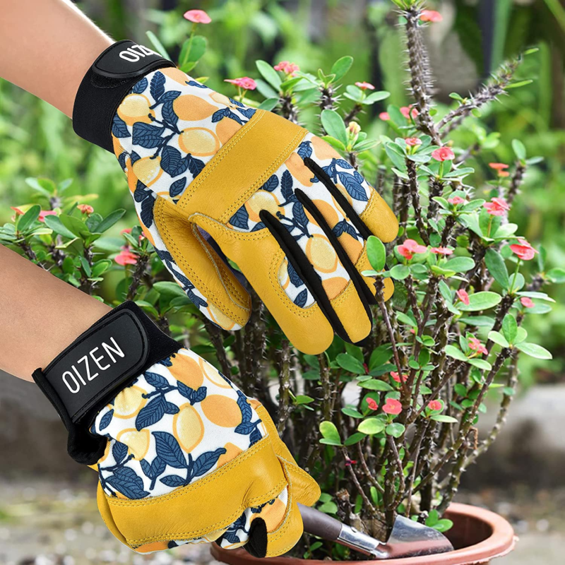 Tough Cowhide Work Gardening Gloves for Women Thorn Proof