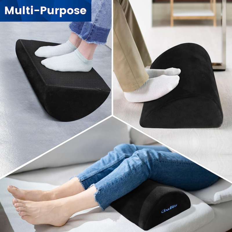 Ergonomic Foot Rest with Soft Foam and Washable Cover for Office and Home