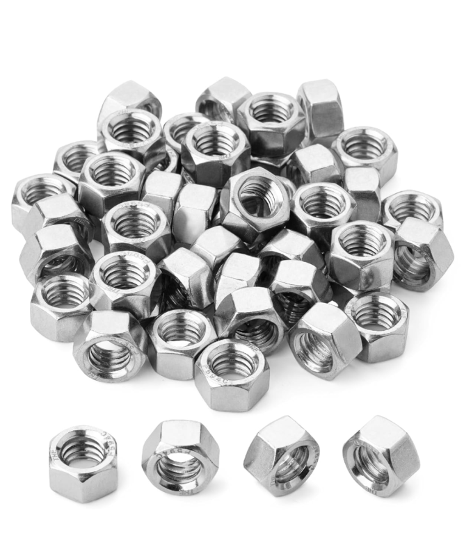 Bates Stainless Steel Hex Nuts 3/8-16, 50 Pack, Durable Hardware Fasteners