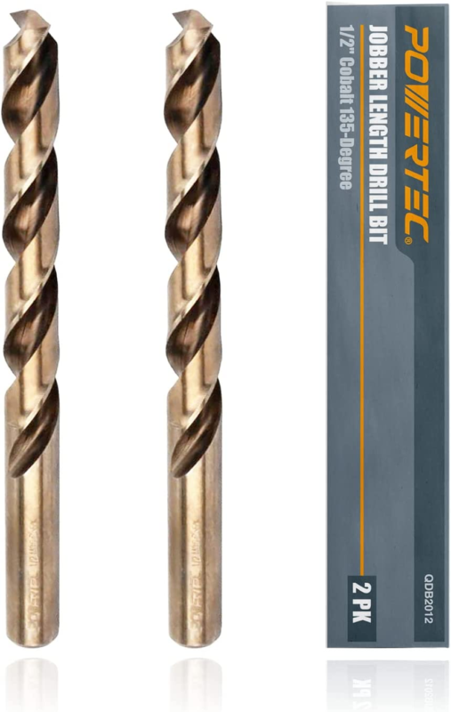 1/2" Cobalt Drill Bit, 2 Pack, M35 Cobalt Drill Bit Set for Metal, Stainless Ste