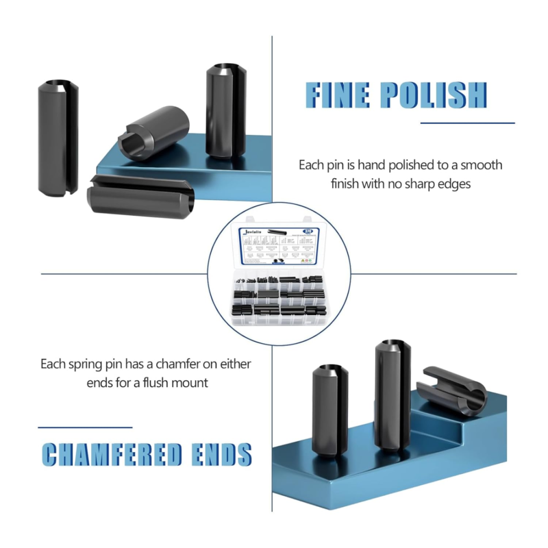 370-Piece SAE Roll Pin Assortment Set - Steel Spring Dowel Pins