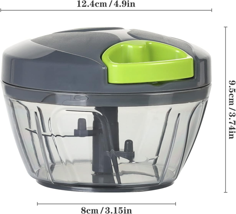 Manual Vegetable Chopper, BPA-Free Handheld Cutter, 550ml Gray