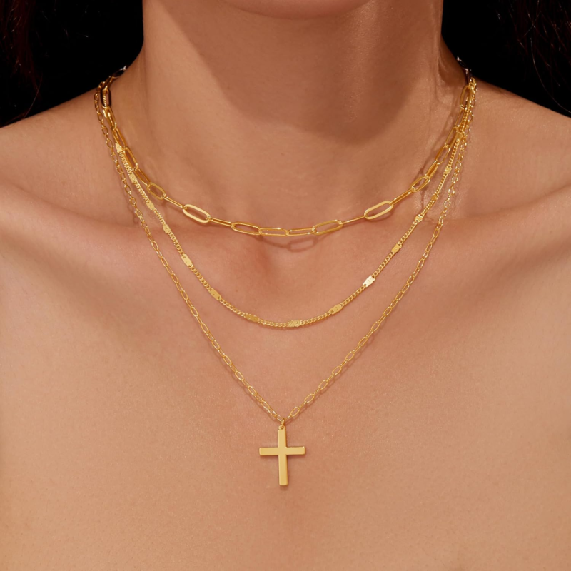 Dainty Layered Gold Necklaces Set for Women - Trendy Choker and Pendant