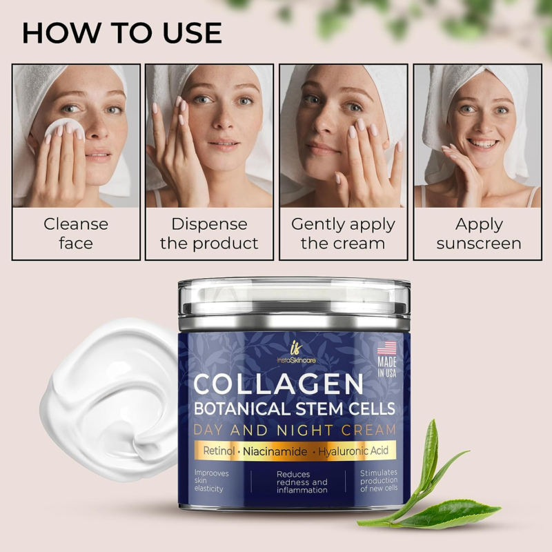 Collagen Face Cream with Airless Pump - Made in USA (1.7 Oz)