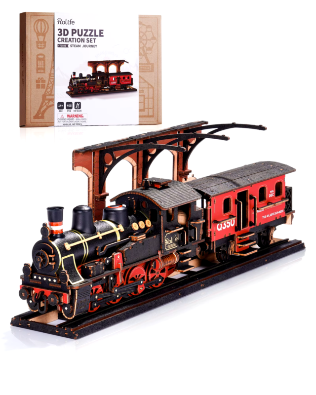 Rolife 3D Wooden Train Puzzle Model Easy Assembly Gift TGS01