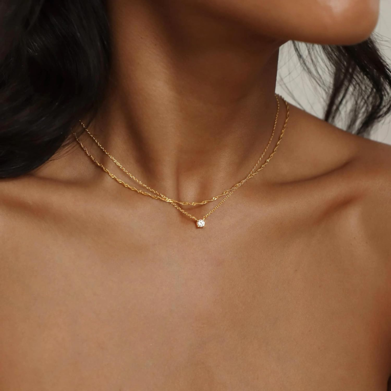 Dainty Diamond Choker Necklace in 14K Gold/Sterling Silver for Women