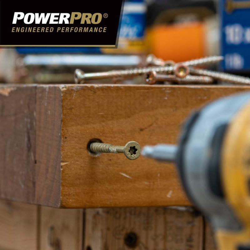 Power Pro 967782 Wood Screws, #10 X 4", 900Pcs Box Premium Outdoor Deck Screws, 