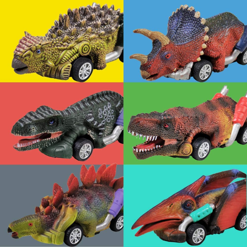 6-Pack Dinosaur Pull-Back Cars – Fun Dino Toy Set for Kids Ages 3+