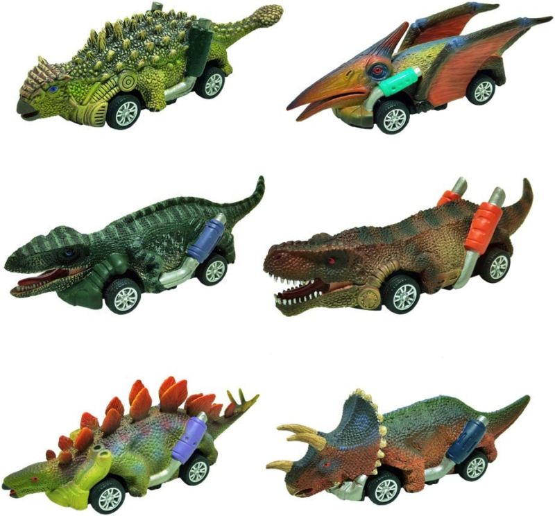 6-Pack Dinosaur Pull-Back Cars – Fun Dino Toy Set for Kids Ages 3+