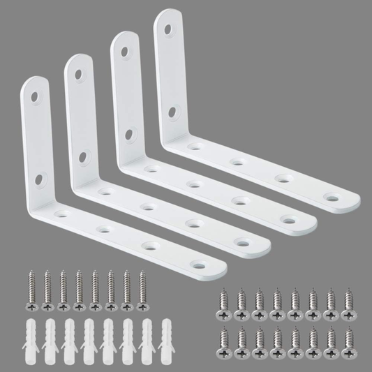 Heavy Duty White Floating Shelf Brackets, 5x3 Inch (Pack of 4)