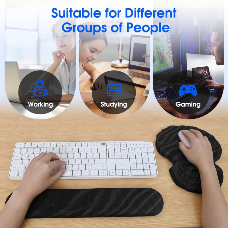 Ergonomic Mouse Pad and Keyboard Wrist Rest Set for Carpal Tunnel Relief