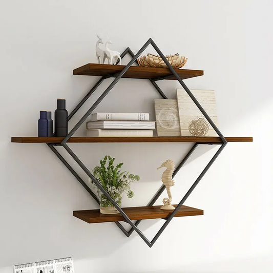 Heavy-Duty 3-Tier Industrial Wood Floating Shelf Wall Unit