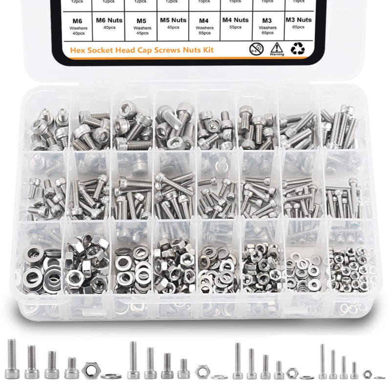 590 PCS Bolts and Nuts Assortment,  Metric M3 M4 M5 M6 Screws Assorted  