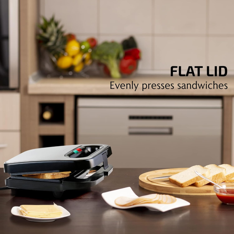 Electric Sandwich Maker with Non-Stick Plates and Cool Touch Handle