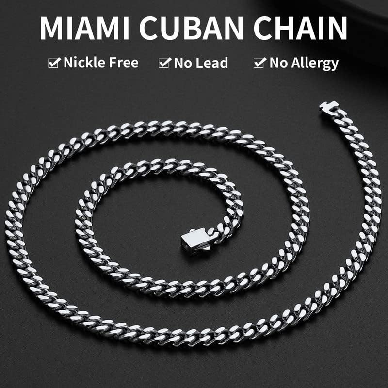 Stainless Steel Men's Cuban Link Chain Necklace, Durable & Tarnish-Resistant