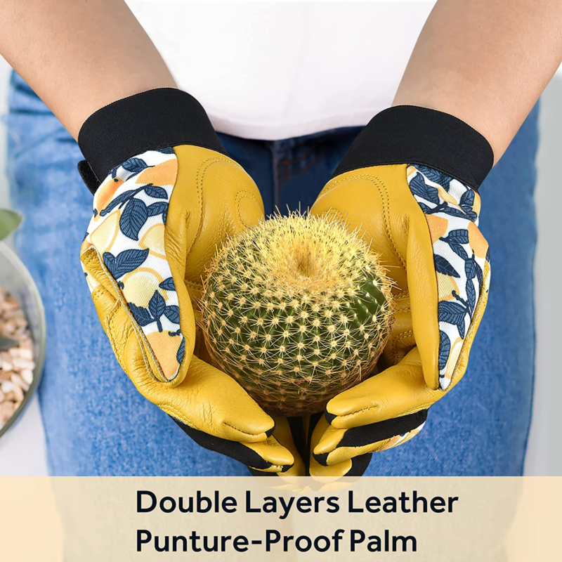 Tough Cowhide Work Gardening Gloves for Women Thorn Proof