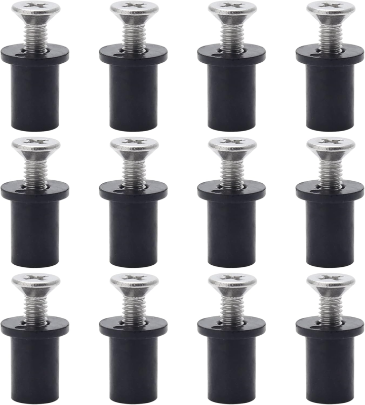 12 Pairs M4 Rubber Well Nuts with Brass Inserts and Stainless Steel Screws