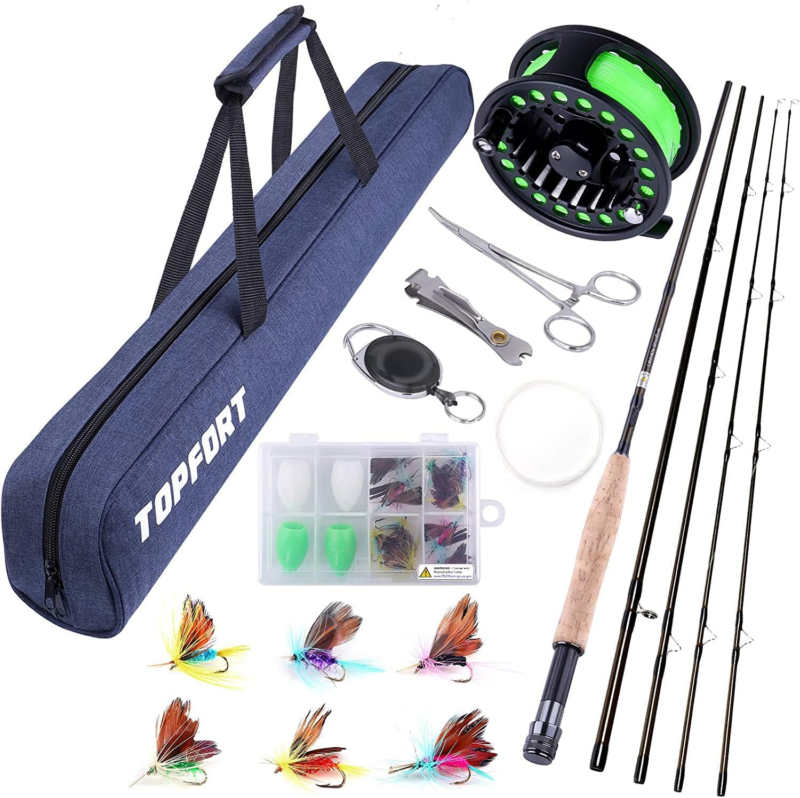 4-Piece Lightweight Graphite Fly Fishing Rod and Reel Starter Kit