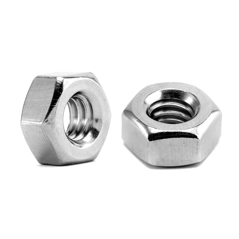 304 Stainless Steel 1/4-20 Hex Nuts, 100 Pack, Full Thread, Bright Finish