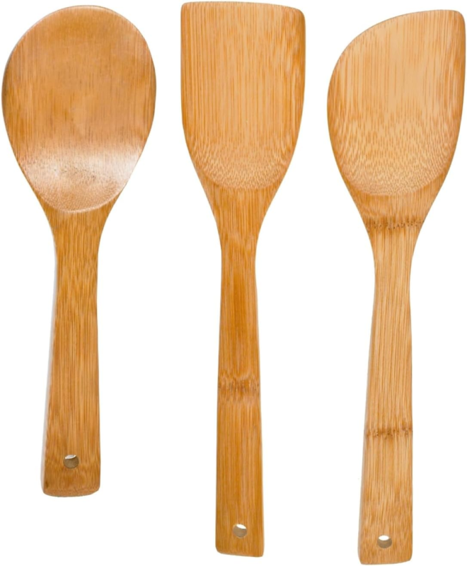 3-Piece Bamboo Cookware Spoon Set