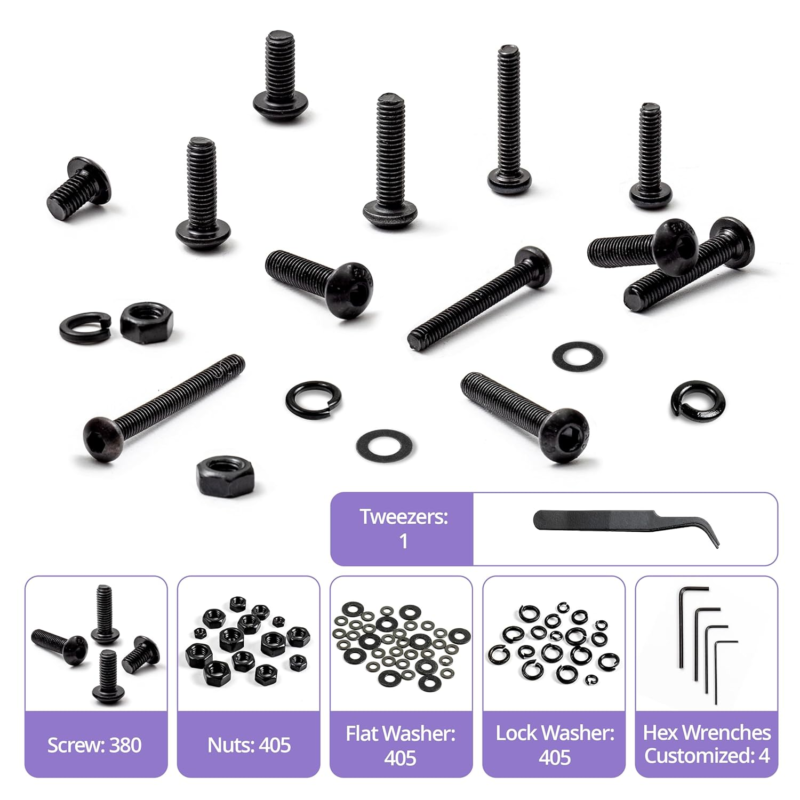 Metric Screw Assortment Kit - 1595 PCS 10.9 Grade Alloy Steel Nuts & Bolts