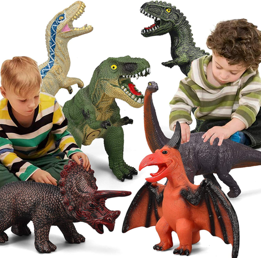 6 Piece Jumbo Dinosaur Toys for Kids Ages 3-5, Large Soft 
