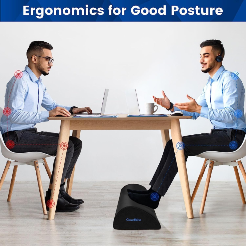 Ergonomic Foot Rest with Soft Foam and Washable Cover for Office and Home