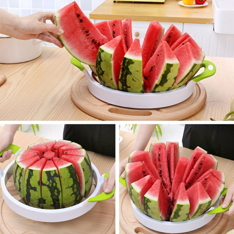 Extra Large Watermelon Slicer with Silicone Handle and Stainless Steel Blade