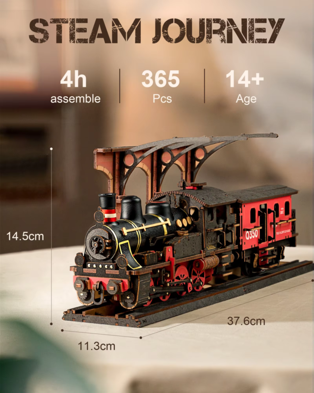 Rolife 3D Wooden Train Puzzle Model Easy Assembly Gift TGS01