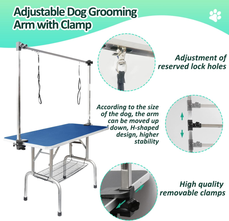 36 Inch Dog Grooming Table,Adjustable with Arm/Noose/Mesh Tray