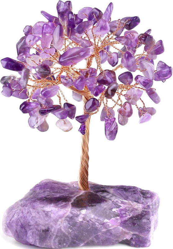 Amethyst Crystal Tree for Healing and Meditation - Copper Wire Decor