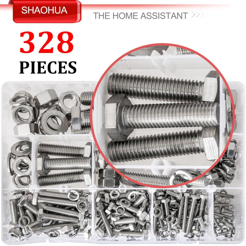 Metric Bolt Assortment Kit, 328PCS 304 Stainless Steel Screws, Nuts, Washers